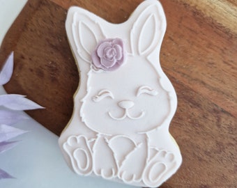 Easter bunny embosser fondant stamp and matching Cutter, acrylic Debosser for cookies, cupcakes, and cake decorating debosser