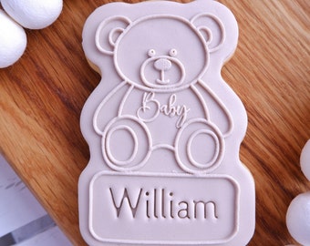 Teddy Bear Fondant Cookie Embosser & Cutter Set: Acrylic Baby Stamp