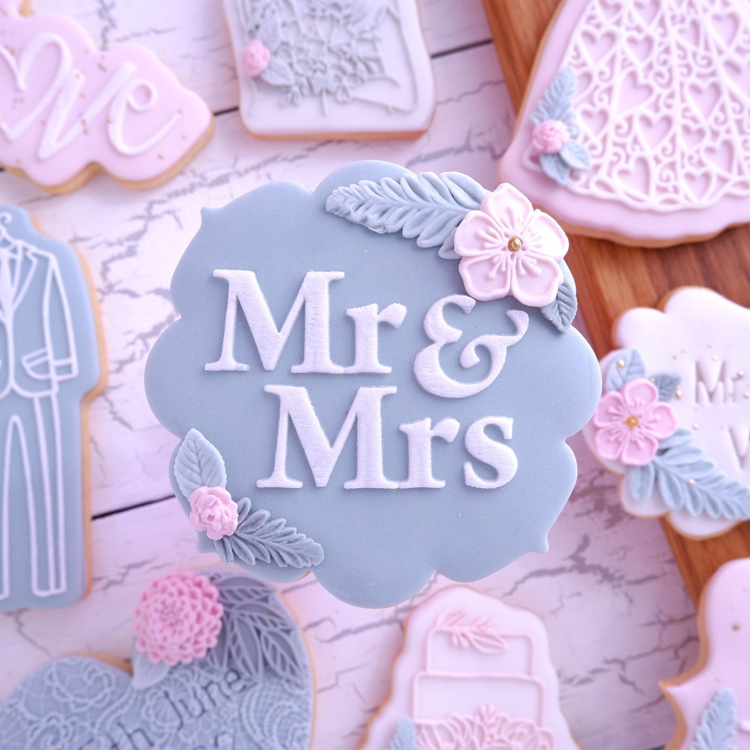 Wedding Embosser Fondant Stamp, Acrylic Embosser for Cookies, Cupcakes, and Cake Decorating