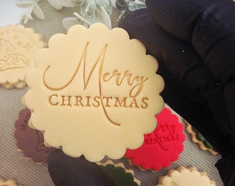 Merry Christmas Cookie Stamp Set: M&S Size, Fondant Biscuit Stamp Christmas cookie cutter