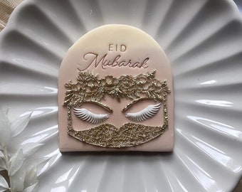 Eid Mubarak Fondant Keks Stempel und Ausstechform Set: Acryl Nikab Embosser
