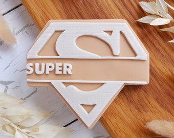 Custom Father's Day Fondant Cookie Stamp & Cutter Set: Personalized Acrylic Super Dad Embosser