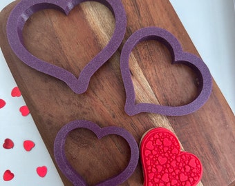 Juego de 3 cortadores de galletas con forma de corazón