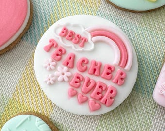 El mejor profesor de todos, sello acrílico para fondant, para decorar galletas, cupcakes y pasteles.