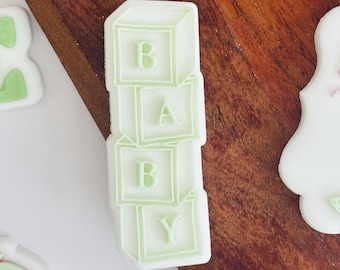 Baby Blocks Cookie Stamp & Cutter: Boho Baby Shower