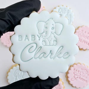 Custom Baby Name Cookie Stamp Set: Elephant Design, M&S Size