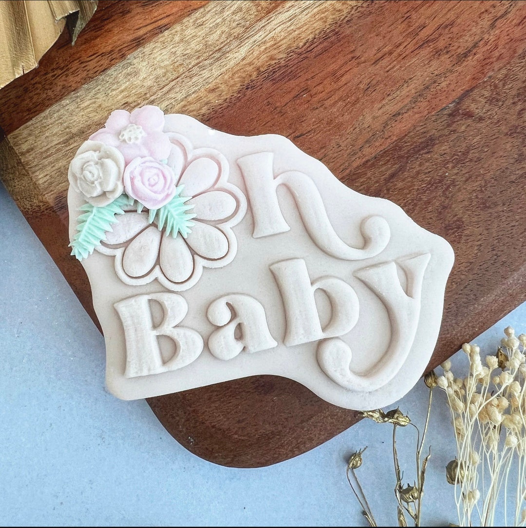 Oh Baby Embosser & Cookie Cutter Combo Acrylic Fondant Stamp, Embosser for Cookies, Cupcakes