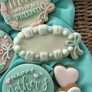I Love You Mum Fondant Cookie Stamp & Cutter Set: Acrylic Friendship Bracelet Embosser