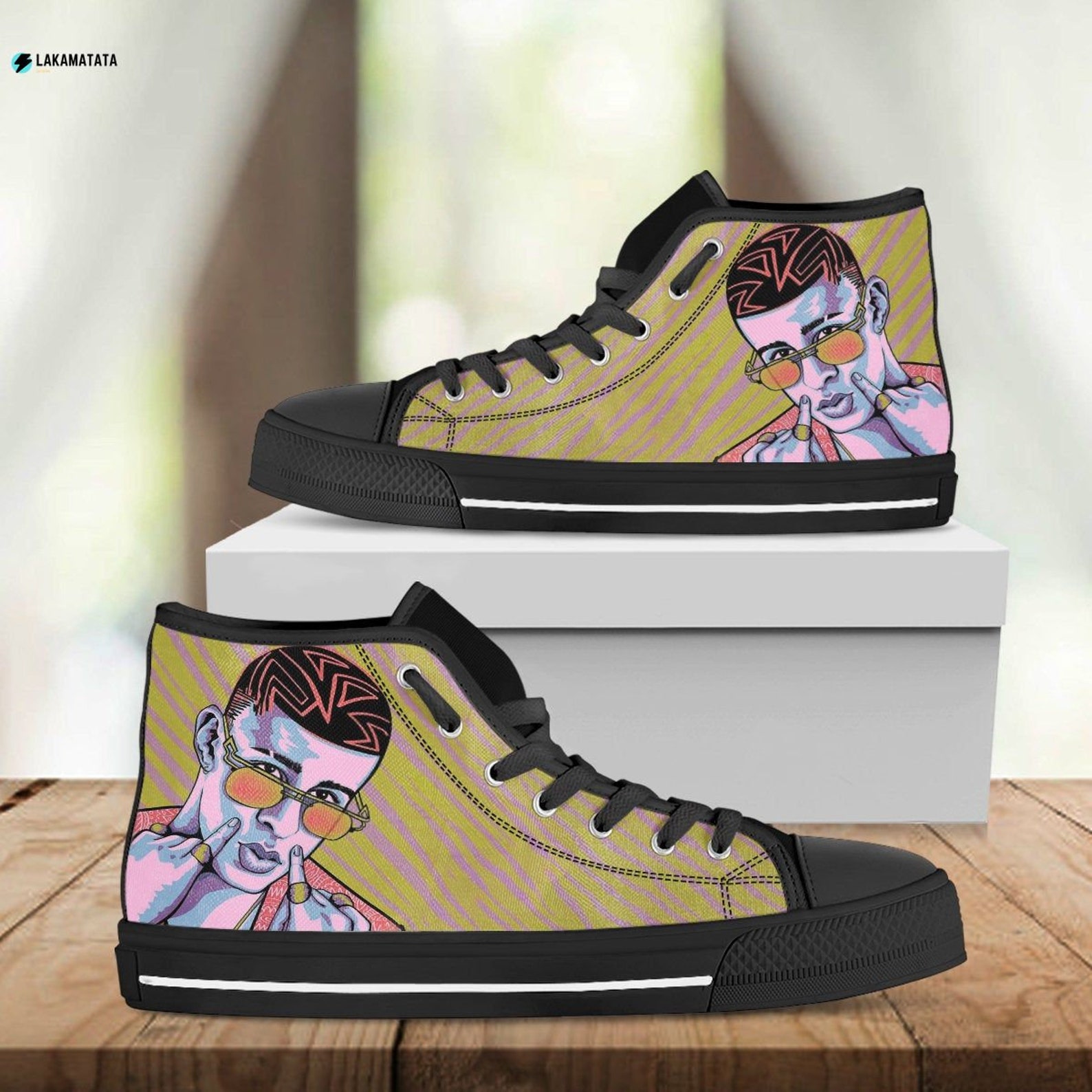 Bad Bunny Hightop Canvas Shoes Birthday Unisex Gift Idea For | Etsy