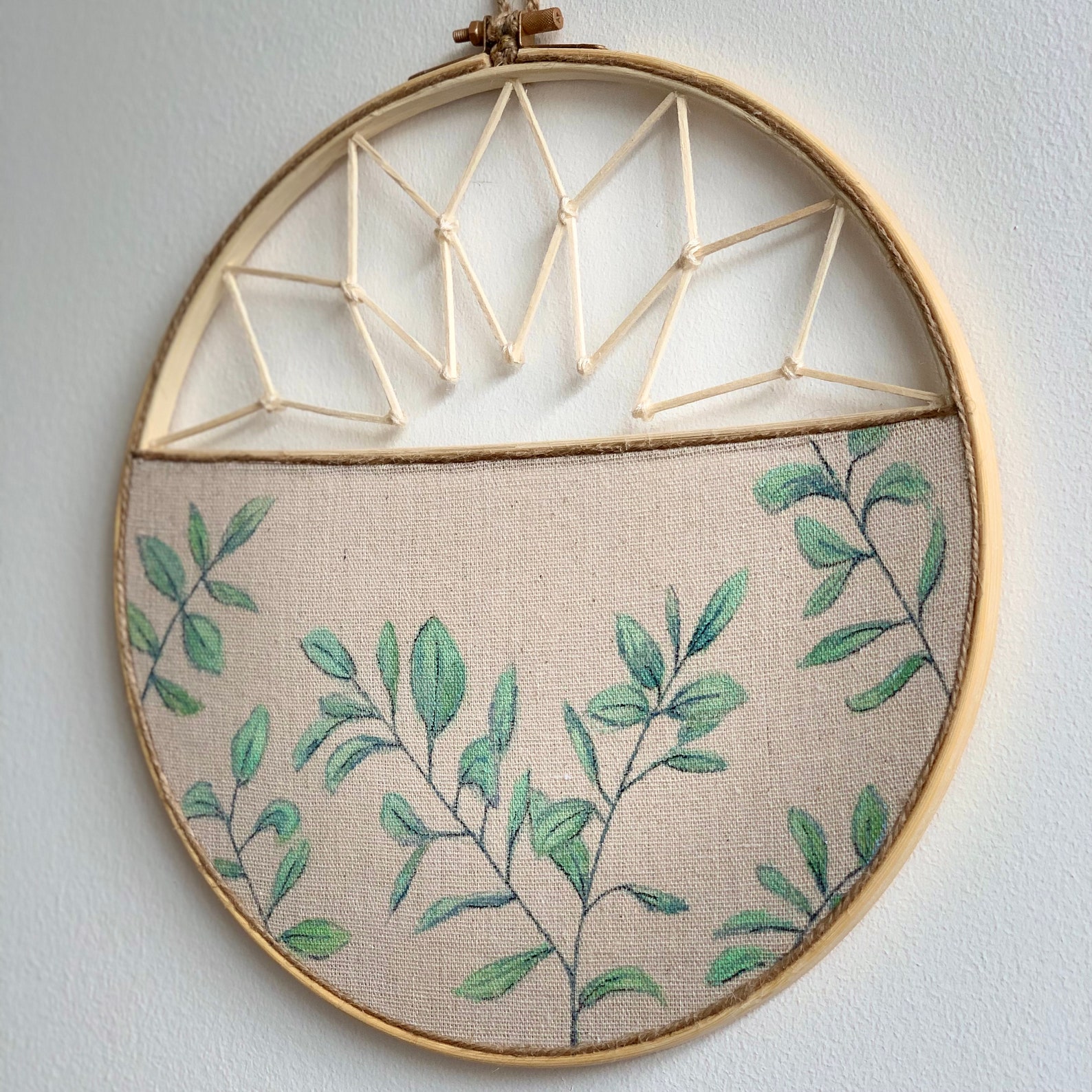 Large Hand Painted Wall Hanging Hoop Hanging Hoop Home Etsy