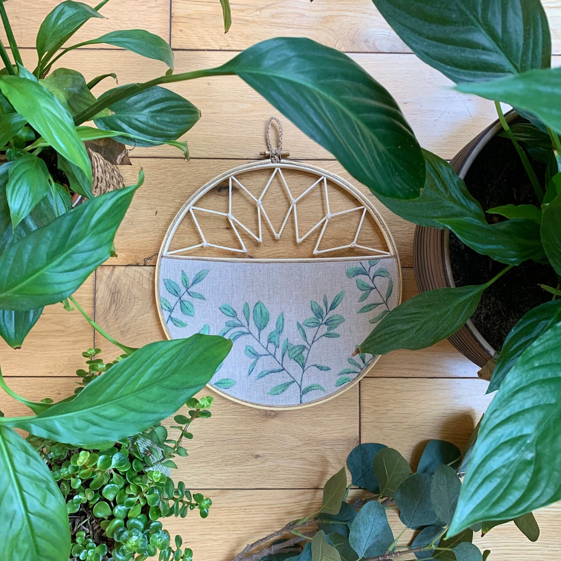 Large Hand Painted Wall Hanging Hoop Hanging Hoop Home Etsy