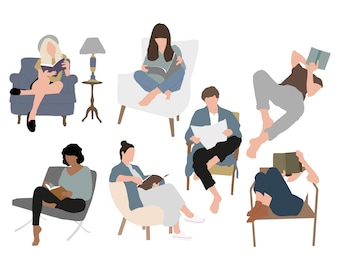 Flat Vector People Reading Collection #5