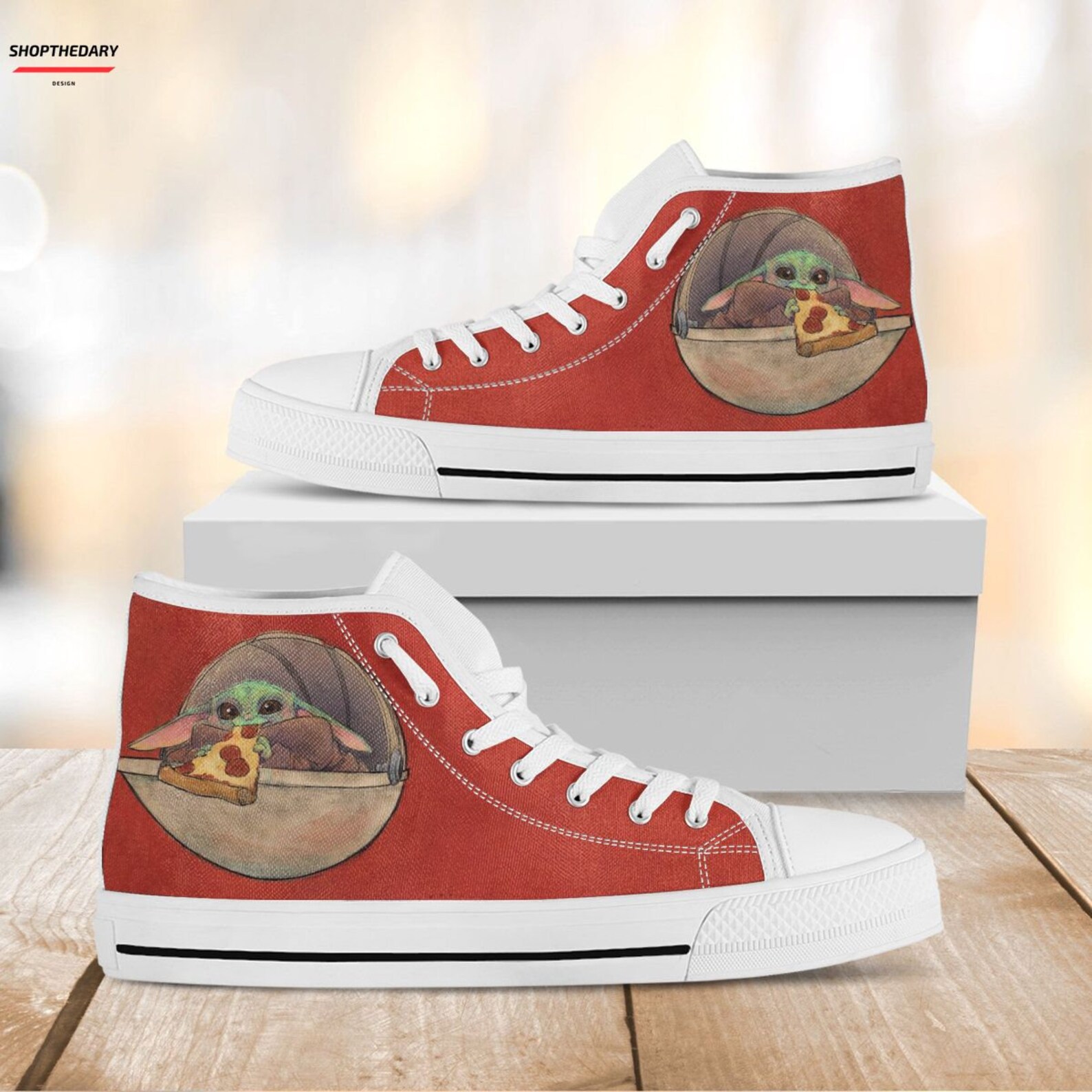 Baby Yoda Hi Tops Custom Movie Shoes Custom Cartoon Etsy
