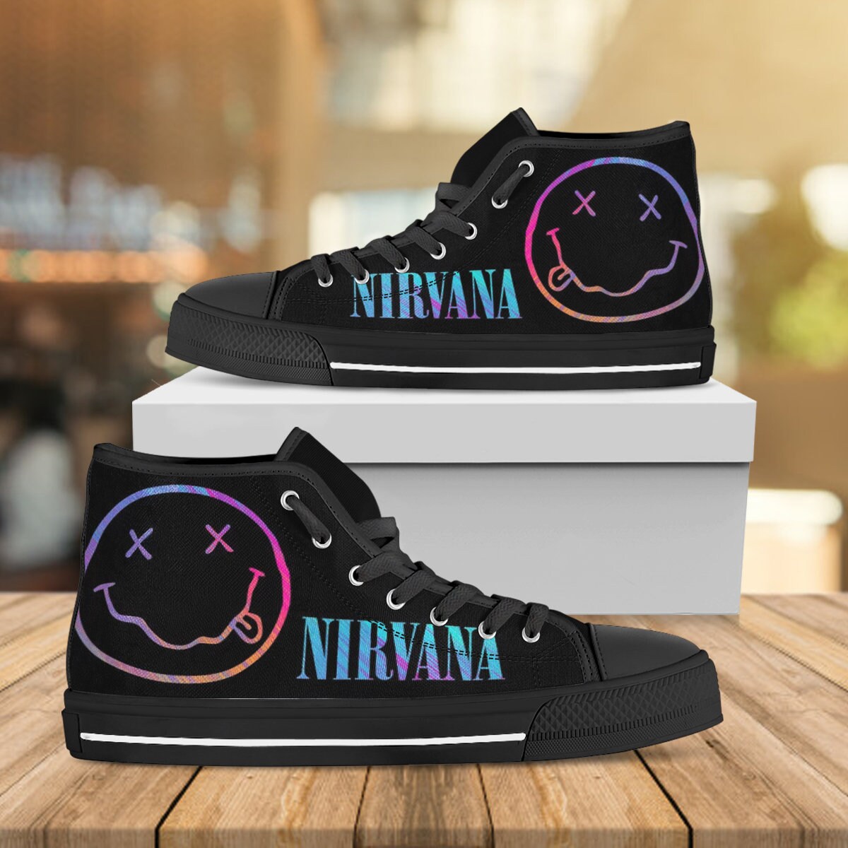 Nirvana Hi Tops Nirvana Custom Shoes Rock Band Custom Etsy