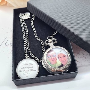 Personalised Photo Pocket Watch for Wedding Gift Suit Memory Photo Watch Wedding Charm Keepsake Photo Pendant Personalised Mens Memorial