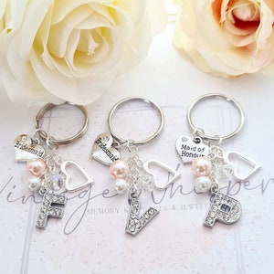 Personalised Rhinestone Initial Keyring: Bridesmaid Wedding Proposal Gift