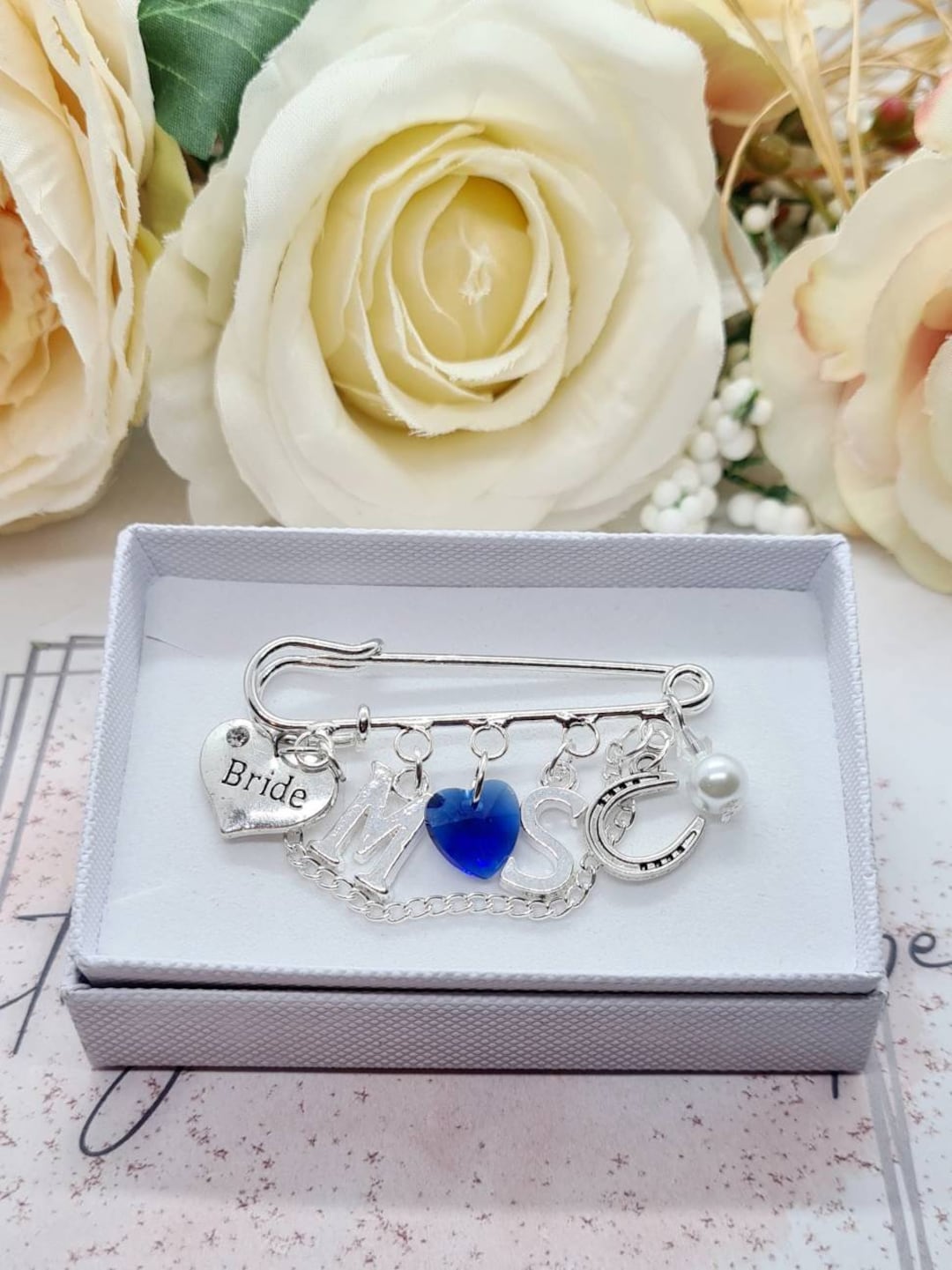 Something Blue Pin Something Blue Bridal Kilt Pin: Personalized Wedding Initial Charm - Etsy