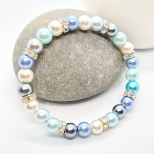Algo azul: Pulsera de boda con perlas y diamantes de imitación