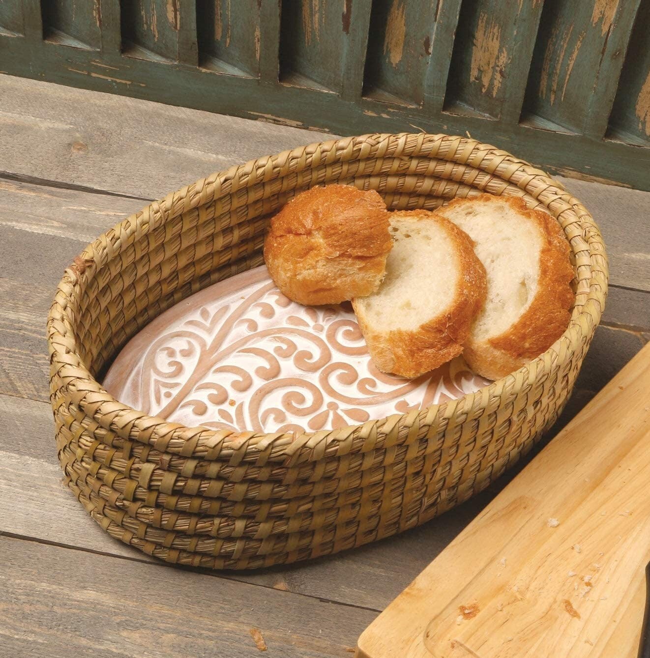 Bread Basket With Warming Stoneserve Baked Loaf & Rolls Warm Etsy