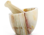 Pakistan Onyx Pestle and Mortar, from Asia Artisans, Like Marble, Beautiful Contours, Herb Grinder Luxury, Kitchen Chef, Housewarming Gift