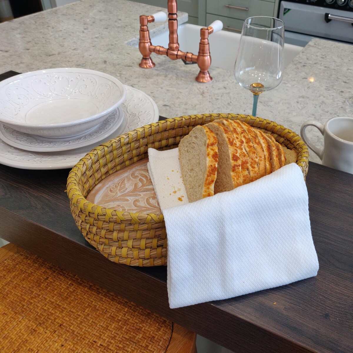 Bread Basket With Warmer Stone