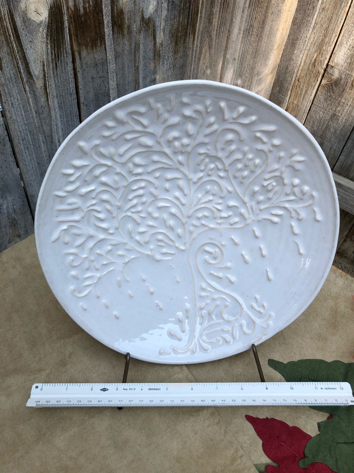 Large Ceramic Tree of Life Plate White Etsy