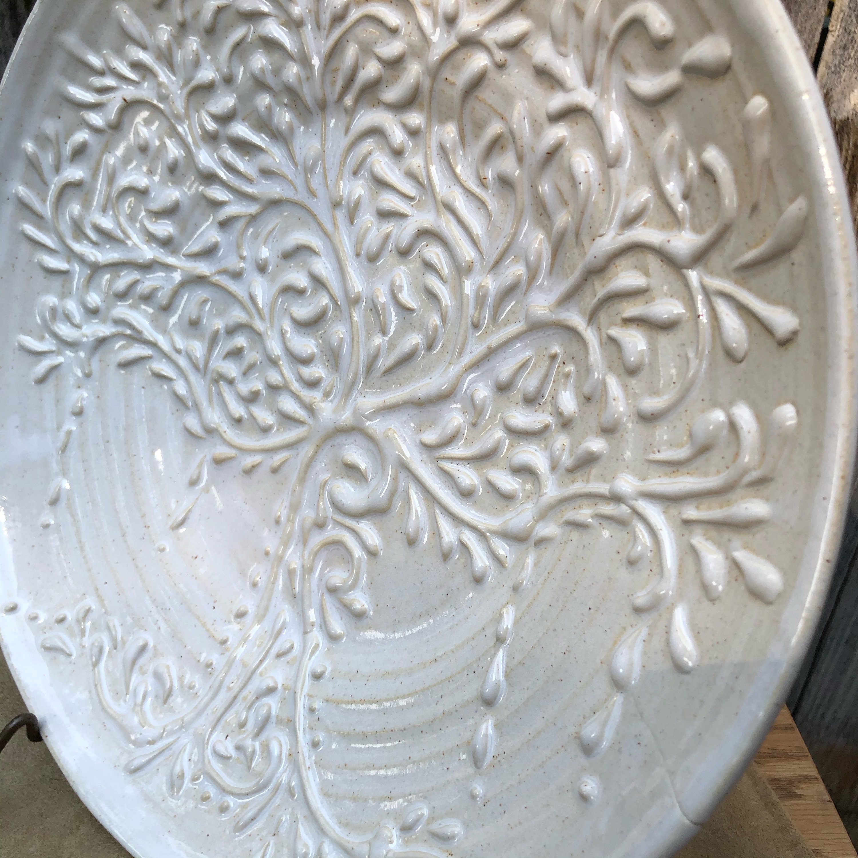 Large Ceramic Tree of Life Plate White Etsy