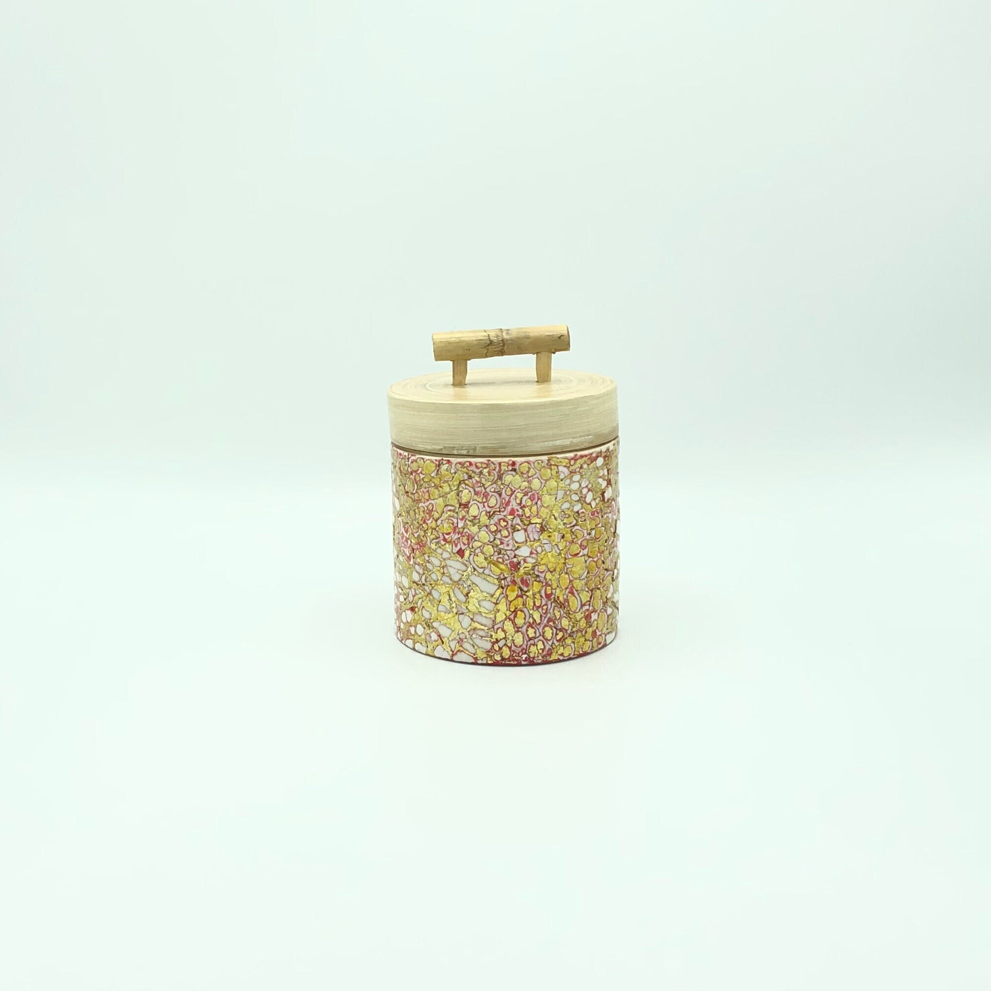 Petit Pot en Bambou Rose/Doré