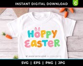 Happy Easter SVG, Hoppy Easter Cut File Cricut, Instant Digital Download, Hand drawn with love <3