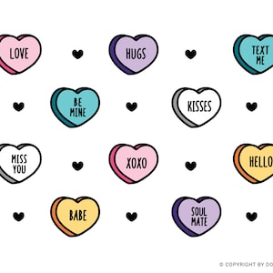 Conversation Hearts SVG Bundle |  Instant Download, Valentines Day Gift Idea, Sublimation Cricut Cut, Conversation Candy | svg ai png jpg