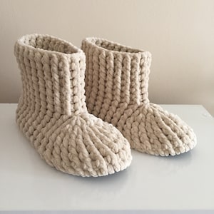 Crochet Velvet Slippers House Boots Winter Women, Cozy Warm Soft Fluffy, Felt Base, Various Colors