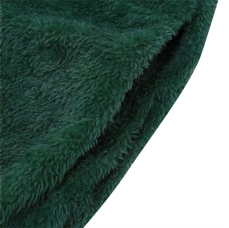 Women Winter Faux Fur Pajamas Red Green Color One Piece Club Outfit Christmas Santa Claus Hooded Onesies V Neck Zipper Jumpsuit