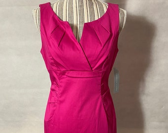 Hot Pink Dress London Times Dress Size 8 New W/ Tags Flattering Fit Deep V