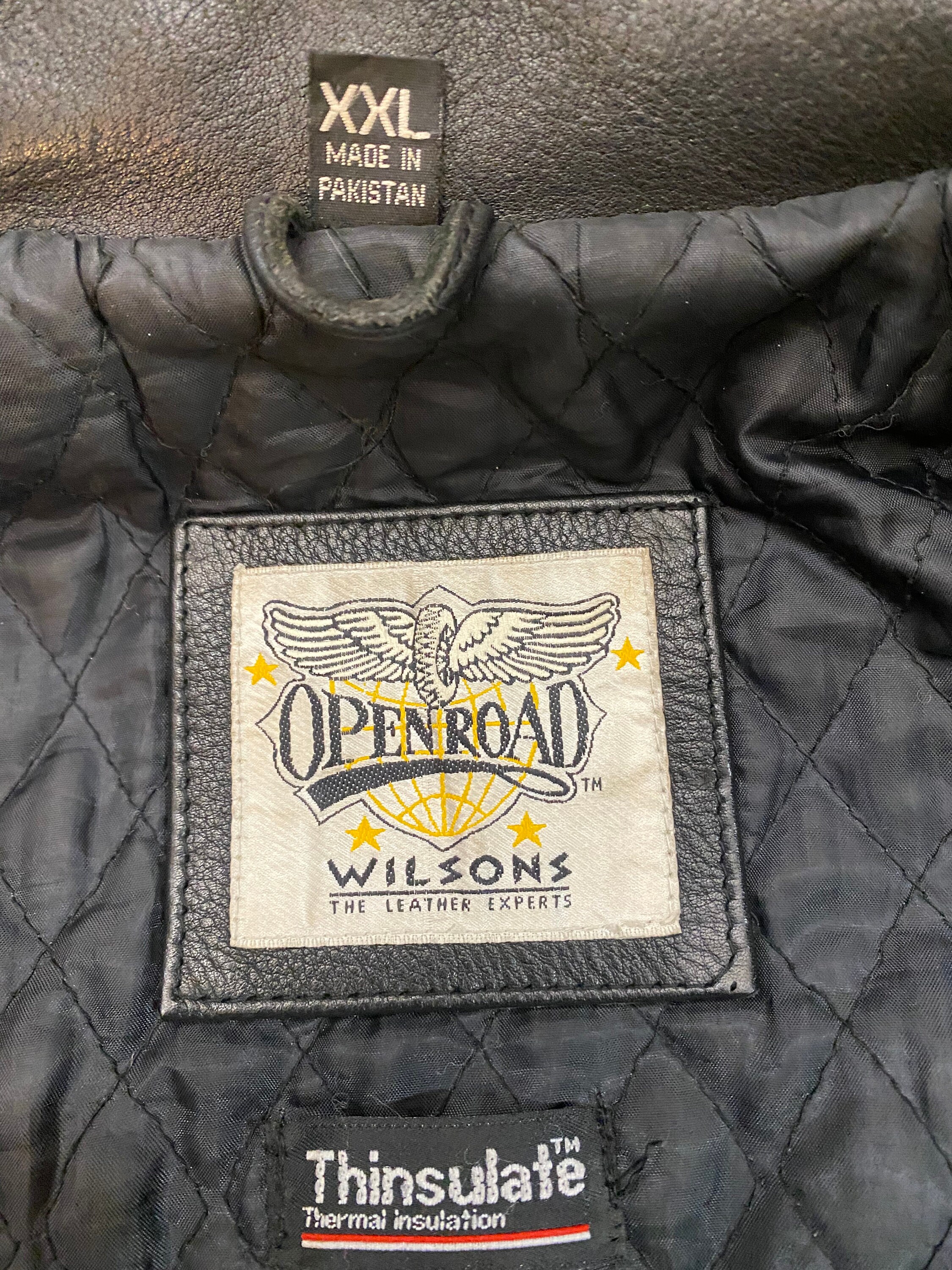 Black Leather Jacket Mens, Wilsons-“open Road”- XXL, Lined