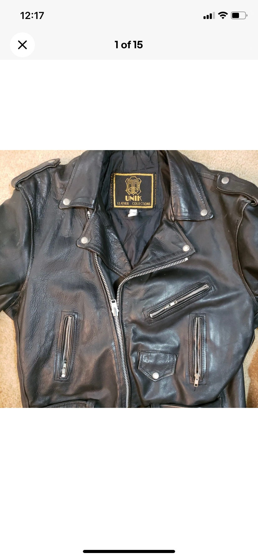 Black Leather Biker Jacket “UNIK LEATHER COLLECTION” Mens Size 48