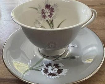 Juego de taza y platillo de porcelana fina vintage Stewart House California