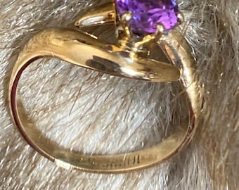 14k Gold Ring Amethyst Size 4 Birthstone Engagement Wedding Stunning!