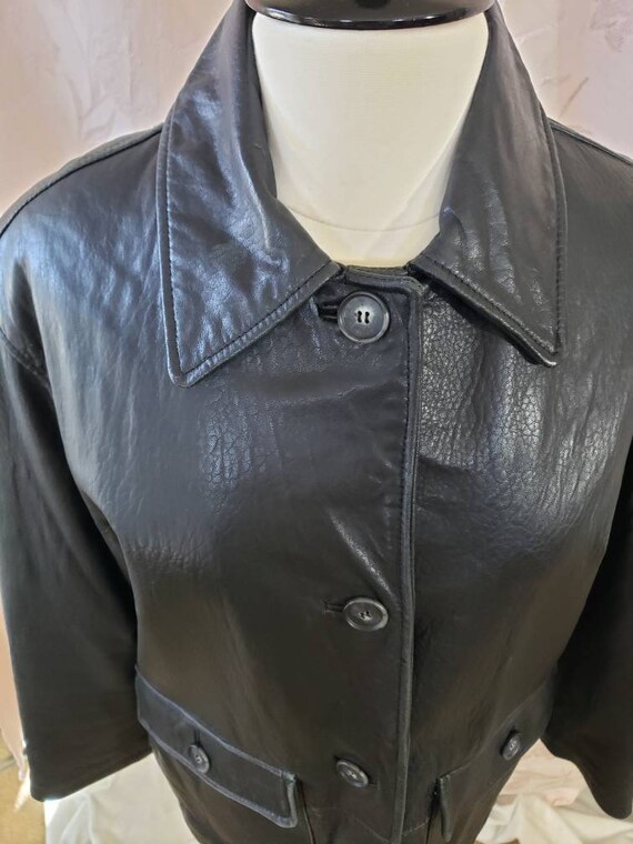 Men's Black Soft Leather Coat Size Medium Big Poc… - image 5