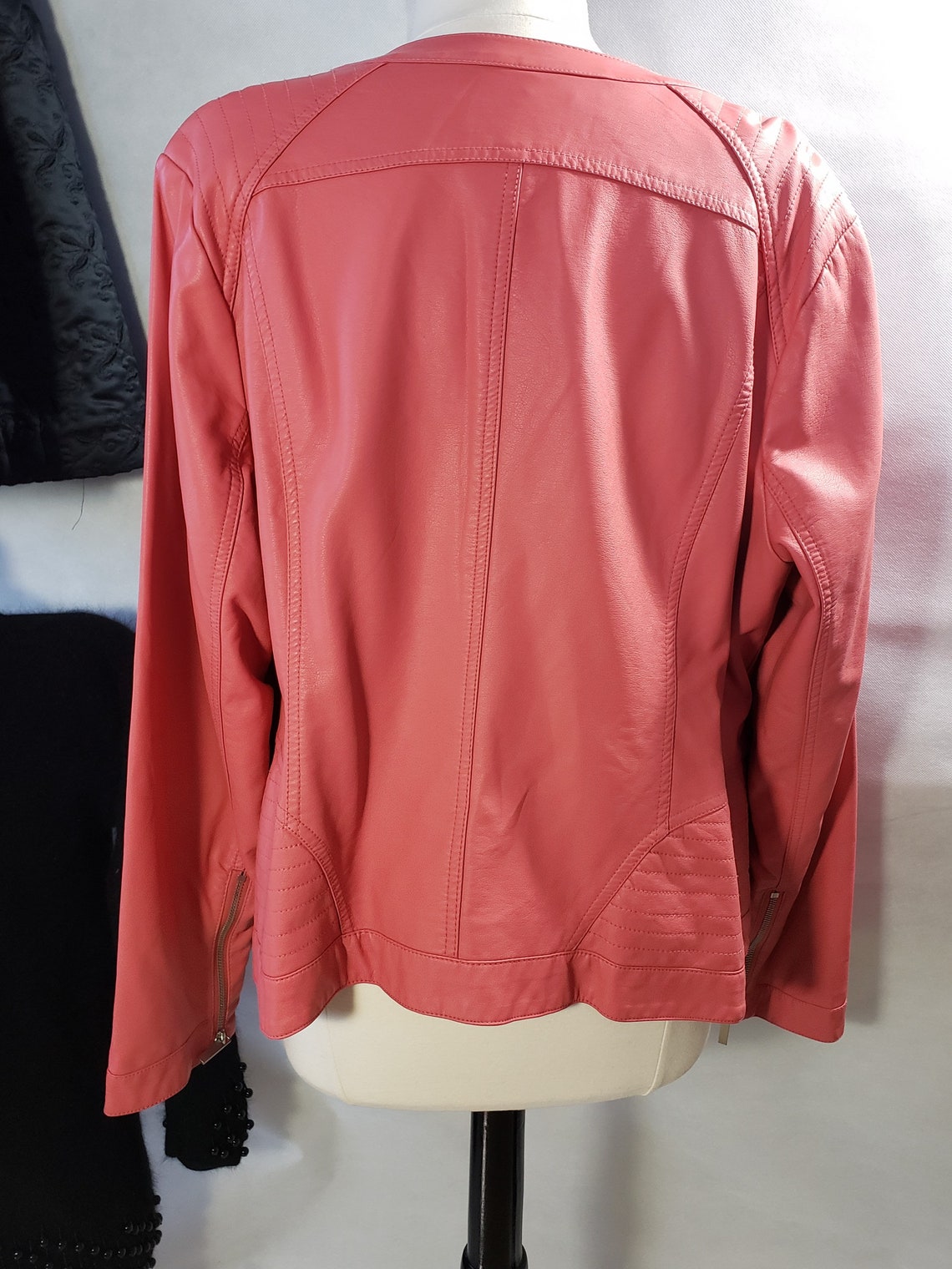 Faux Leather jacket Womens hot pink bomber jacket | Etsy