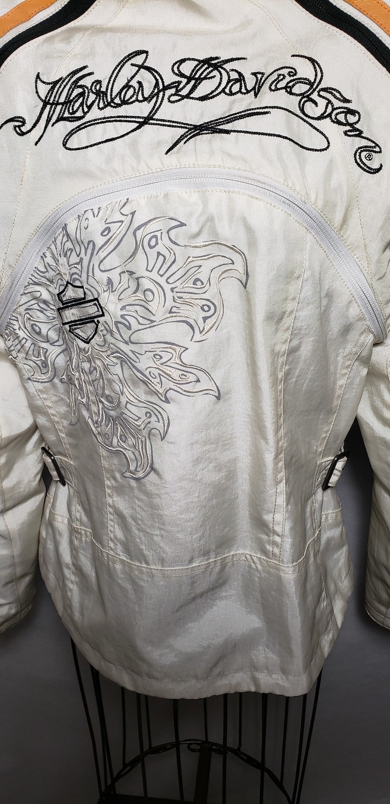 Harley Davidson Riding Jacket Women\u2019s embroidered off-white coat size small