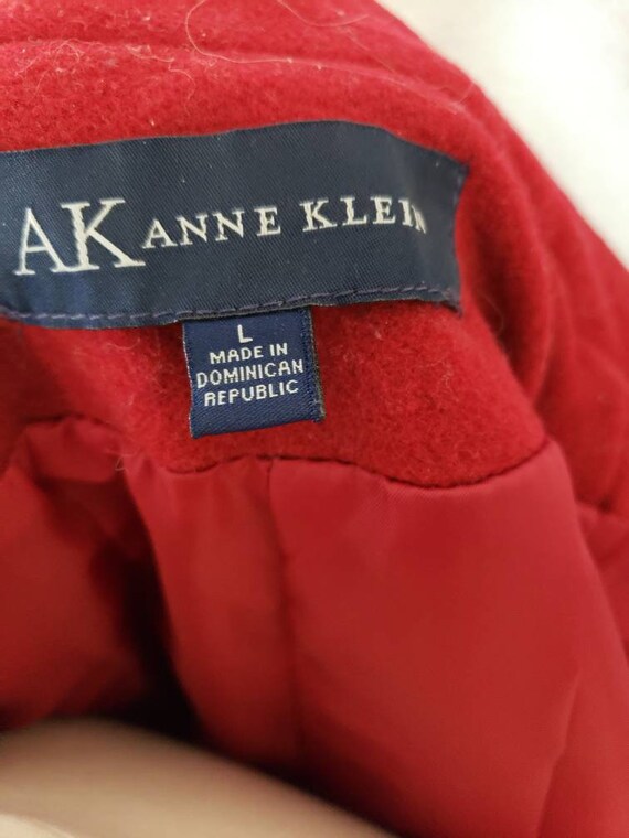 PakRatCollects Anne Klein Coat Size L Red Wool Lined Collared Button Front Vintage AK Jacket