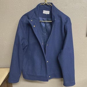 Pendleton Damen Mantel 100% Schurwolle zip up, Size Large, gefüttert, navy blau