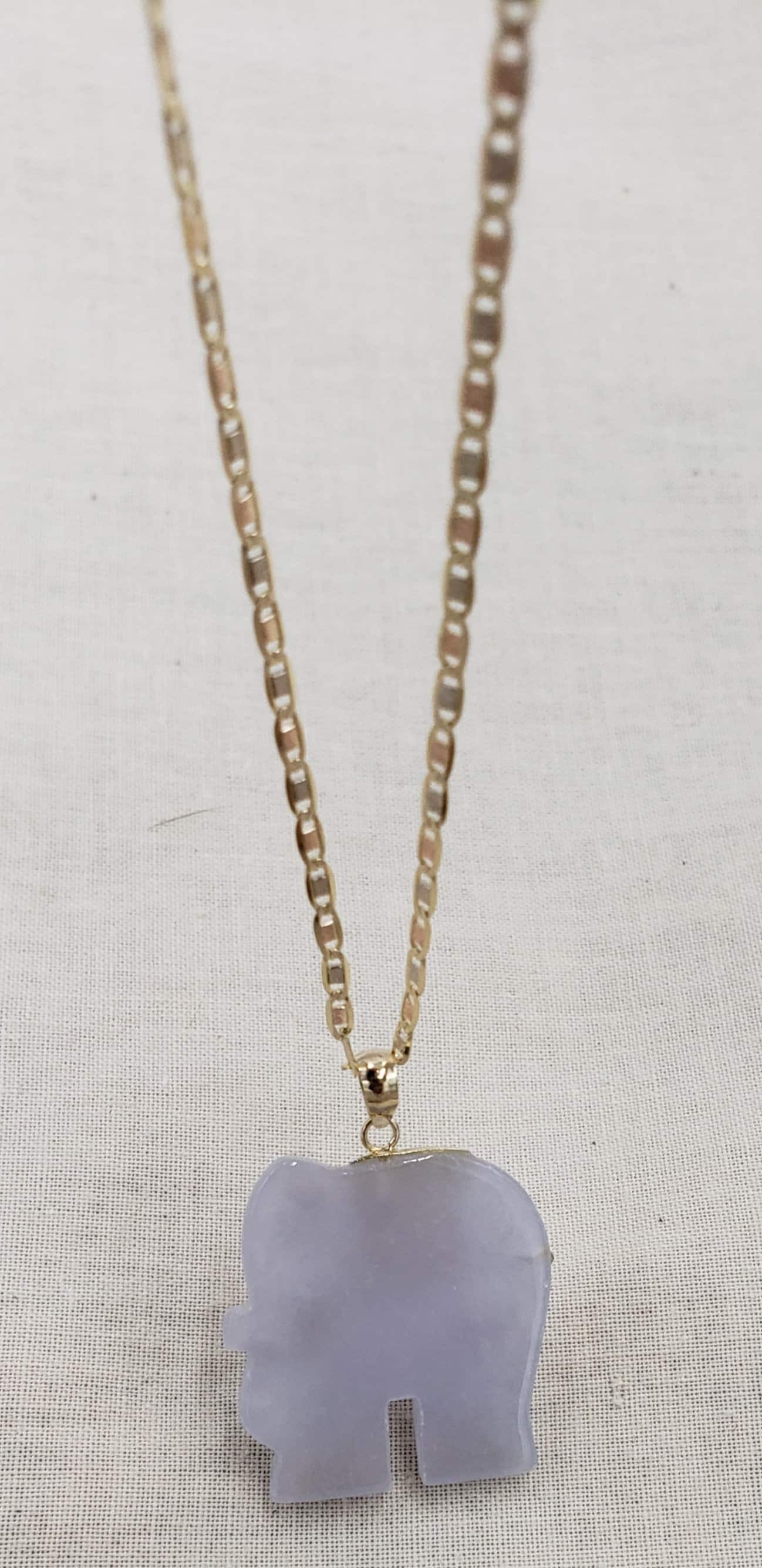 Jade Pendant. Purple Jade Elephant Pendant on 14K Gold Chain | Etsy