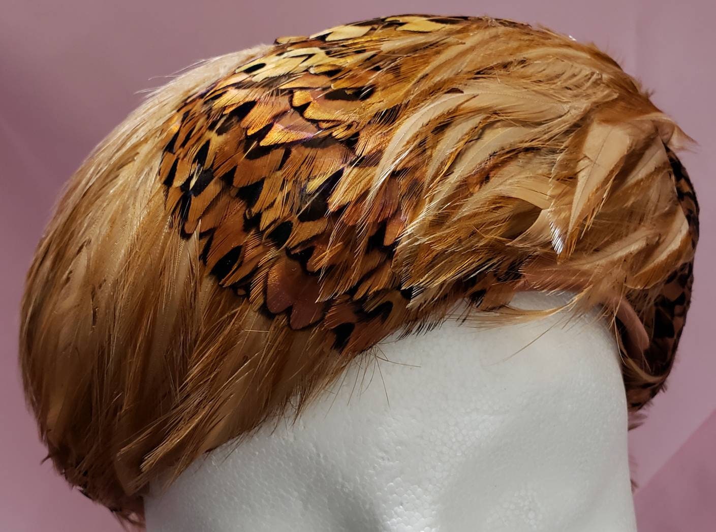 Vintage Feather Pillbox Hat by Phyllis NY - 1950s Wool  display picture 2