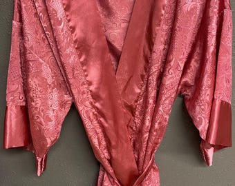 Victoria’s Secret Salmon Satin Kimono Robe | Floral Print Loungewear