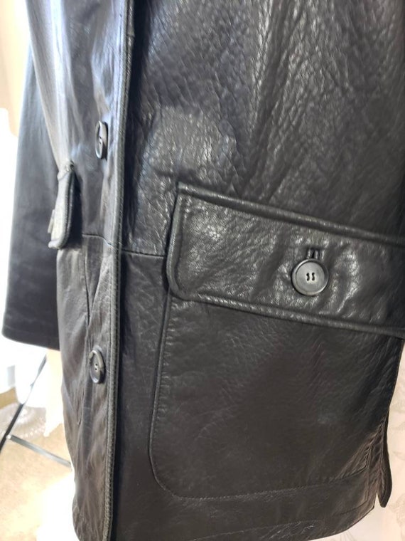 Men's Black Soft Leather Coat Size Medium Big Poc… - image 4
