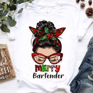 Bartender Hoodie,Bartender Shirt,Funny Bartender Gift,Funny Christmas Long Sleeve Tee for Women, Holiday Gift for Barmaid or Mixologist