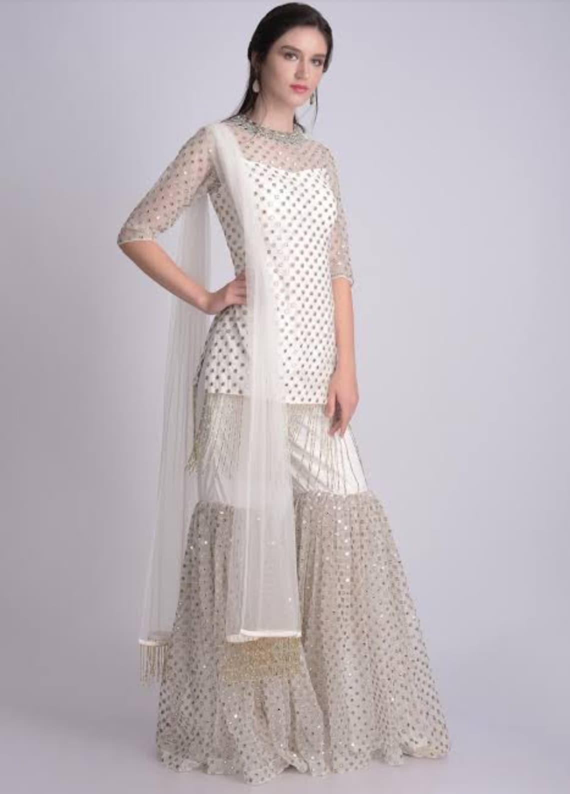 white net sharara suit