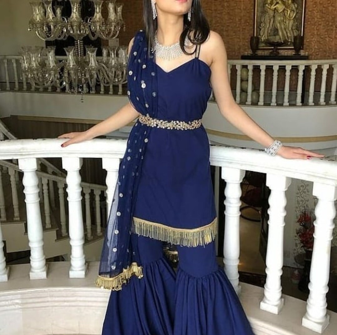 White sharara suit designer sharara stitched sharara Etsy