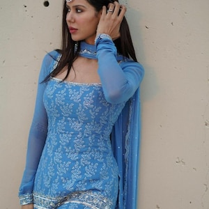 Elegant blue sharara,top and sharara with dupatta,indian traditional wear,bollywood party wear dress,heavy embroidery marriage wear forwomen